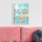 Abenteuer wird Vintage Leinwand der Weltkarte Gewa (Insitu (Wohnzimmer))