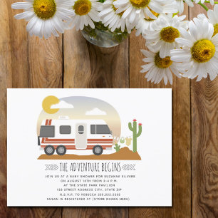 Abenteuer Wüsten-Vintage-RV-Neutral Baby Shower Einladung