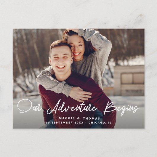 ABENTEUERBEGINN | Save the Date Postkarte (Vorderseite)