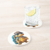 Abenteuerliche Niedliche kleine Schildkröte mit Ru Getränkeuntersetzer (Seite)