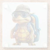 Abenteuerliche Niedliche kleine Schildkröte mit Ru Glasuntersetzer (Rückseite)