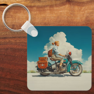 Abenteuerliche Oldtimer-Motorrad-Reise Schlüsselanhänger