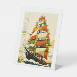Abenteuerliches Art Deco-Segelschiff Sockelschild