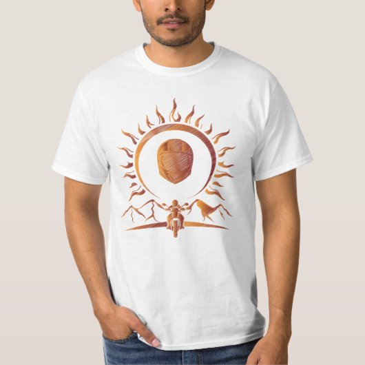 Abenteuerlust Orange Motorradhelm Sonne T-Shirt (Vorderseite)
