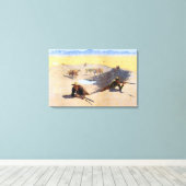 Abenteuerlustige Cowboys kämpfen für das Wasserloc Leinwanddruck (Insitu (Holzboden))