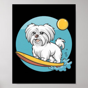 Abenteuerlustiger maltesischer Hund surft lustige Poster