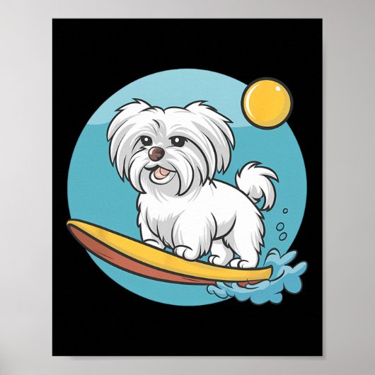 Abenteuerlustiger maltesischer Hund surft lustige Poster (Vorne)