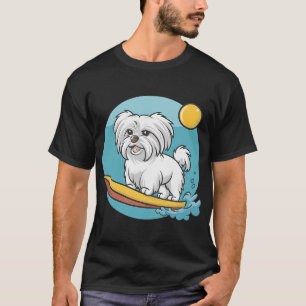 Abenteuerlustiger maltesischer Hund surft lustige T-Shirt