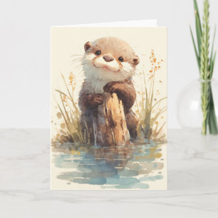Abenteuerlustiger Otter hält den Dock fest Karte