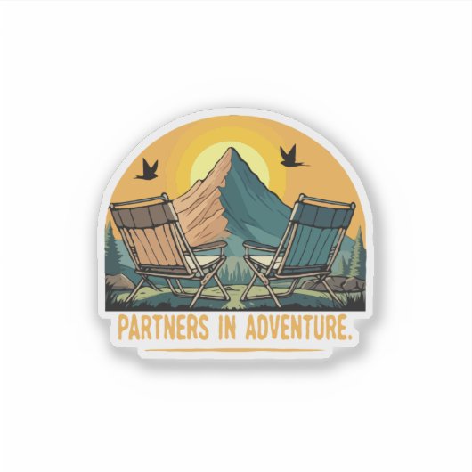Abenteuerpartner | Retro-Camping Aufkleber (Vorderseite)