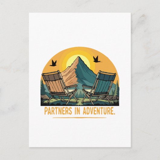 Abenteuerpartner | Retro-Camping Postkarte (Vorderseite)