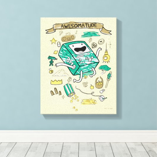 Abenteuerzeit | "Awesomatude" BMO Sketch Leinwanddruck (Insitu (Holzboden))