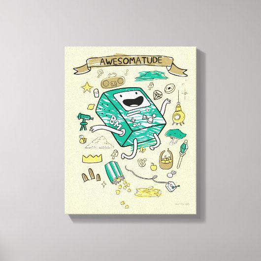 Abenteuerzeit | "Awesomatude" BMO Sketch Leinwanddruck (Vorderseite)