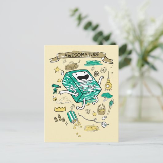 Abenteuerzeit | "Awesomatude" BMO Sketch Postkarte (Stehend Vorderseite)