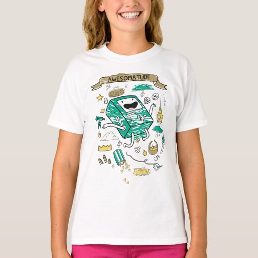 Abenteuerzeit | "Awesomatude" BMO Sketch T-Shirt (Vorderseite)