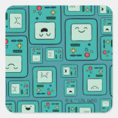 Abenteuerzeit | BMO Muster Quadratischer Aufkleber (Vorderseite)