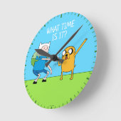 Abenteuerzeit | Finn & Jake Fist Bump Runde Wanduhr (Winkel)