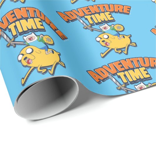 Abenteuerzeit | Finn Riding Jake Geschenkpapier (Rolleneckpunkt)