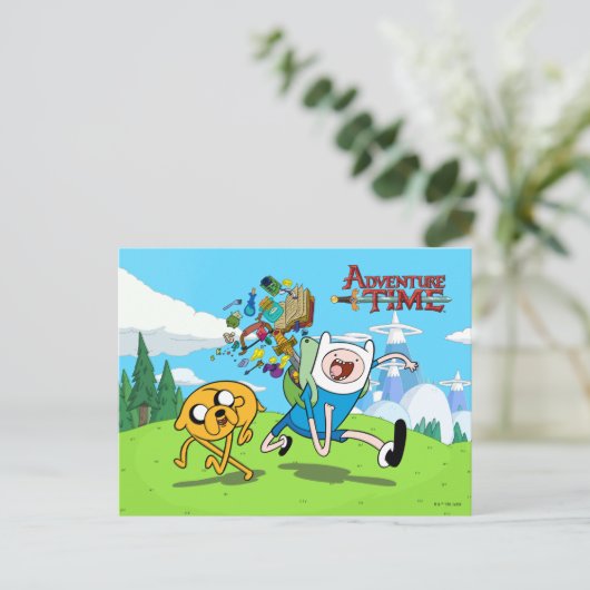 Abenteuerzeit | Finn's Backpack Adventure Gear Postkarte (Stehend Vorderseite)