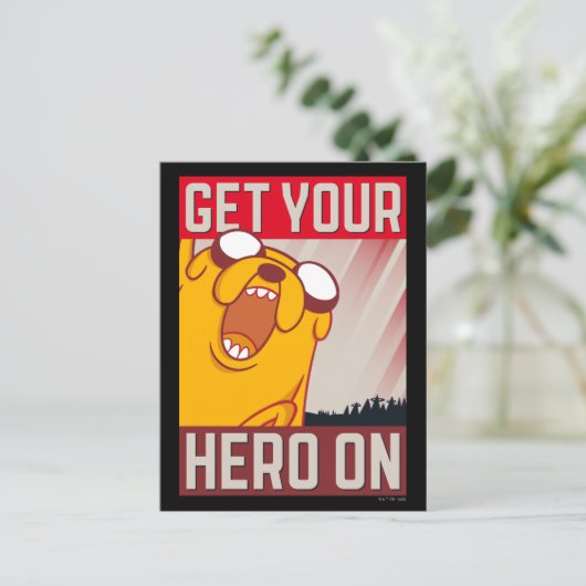 Abenteuerzeit | Jake "Get Your Hero On" Postkarte (Stehend Vorderseite)