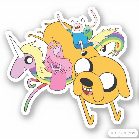 Abenteuerzeit | Lady, Bubblegum, Finn & Jake Aufkleber (Vorderseite)
