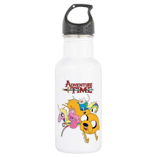 Abenteuerzeit | Lady, Bubblegum, Finn & Jake Edelstahlflasche (Vorderseite)