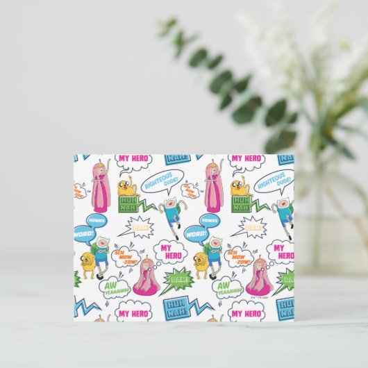 Abenteuerzeit | Zeichen-Abrufmuster Postkarte (Stehend Vorderseite)