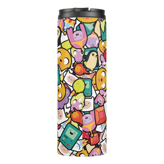Abenteuerzeit | Zeichen-Toss-Muster Thermosbecher (Rückseite)