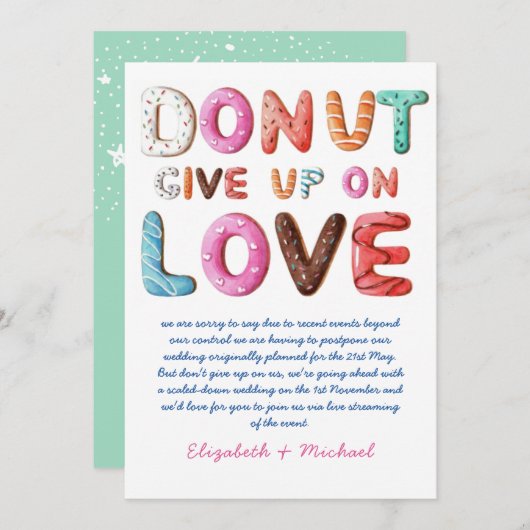 ABER aufgeben bei Liebe Änderung der Pläne Datum K Einladung (Vorne/Hinten)