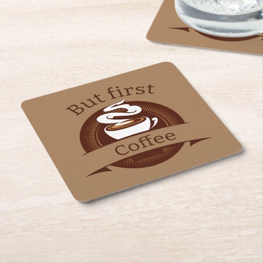 Aber das erste Coffee Fun Coffein Addict Zitat Rechteckiger Pappuntersetzer (angewinkelt)