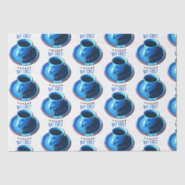 Aber das erste KAFFEE Blue Cup Saucer Foto Seidenpapier