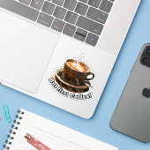 Aber der erste Kaffee! Aufkleber (Laptop mit iPhone)