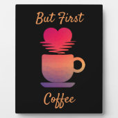 Aber der erste Kaffee | Coffee Lovers Black Elegan Fotoplatte (Vorderseite)