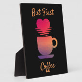 Aber der erste Kaffee | Coffee Lovers Black Elegan Fotoplatte (Seite)