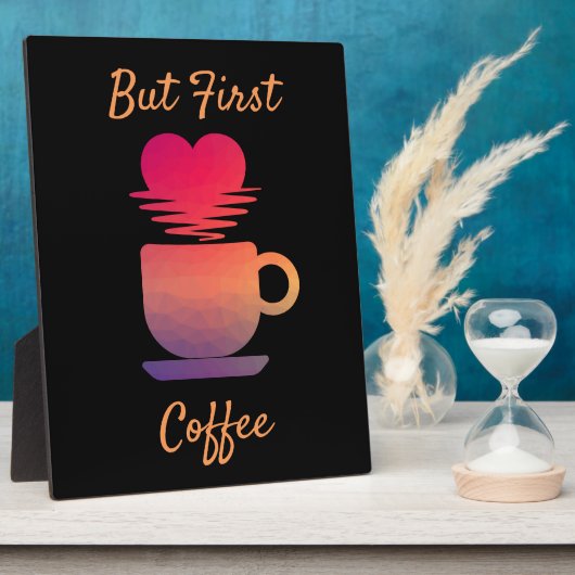 Aber der erste Kaffee | Coffee Lovers Black Elegan Fotoplatte (Seite)