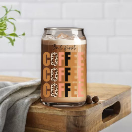 Aber der erste Kaffee rosa Leopard Druck Dosenglas