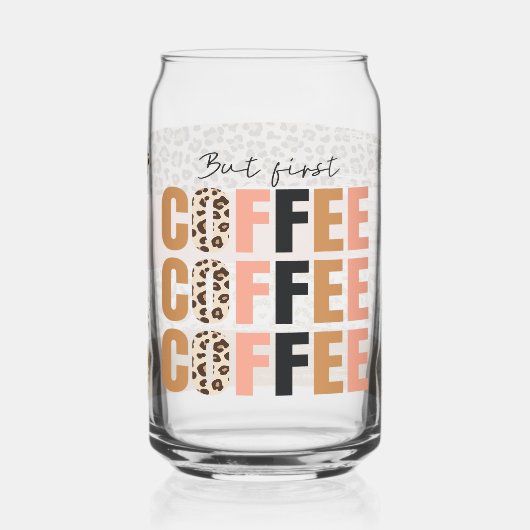 Aber der erste Kaffee rosa Leopard Druck Dosenglas (Links)