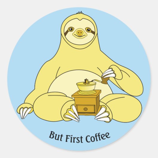 Aber der erste Kaffee Runder Aufkleber (Vorderseite)
