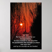 Aber er wurde für unsere Übertretungen durchgepier Poster (Vorne)