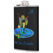 Aber erste Cocktails trinken Zitat Monogramm Flachmann (Links)