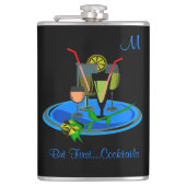 Aber erste Cocktails trinken Zitat Monogramm Flachmann (Vorderseite)