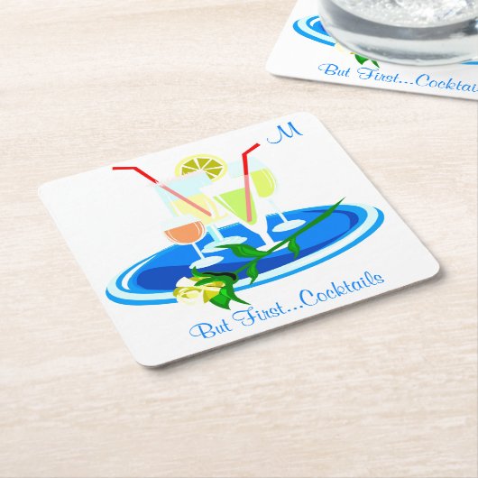 Aber erste Cocktails trinken Zitat Spaß Spaß Rechteckiger Pappuntersetzer (angewinkelt)