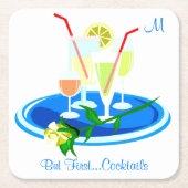 Aber erste Cocktails trinken Zitat Spaß Spaß Rechteckiger Pappuntersetzer (Vorderseite)