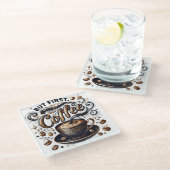 Aber erste Kaffeekunst - Stilvolles Gold Design Glasuntersetzer (Schrägansicht)