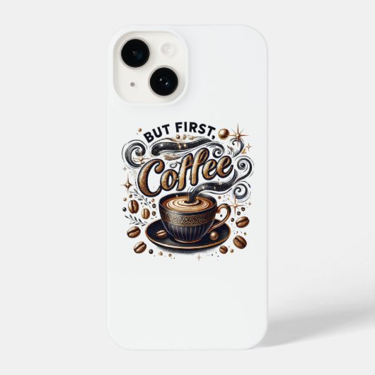 Aber erste Kaffeekunst - Stilvolles Gold Design iPhone Hülle (Rückseite)