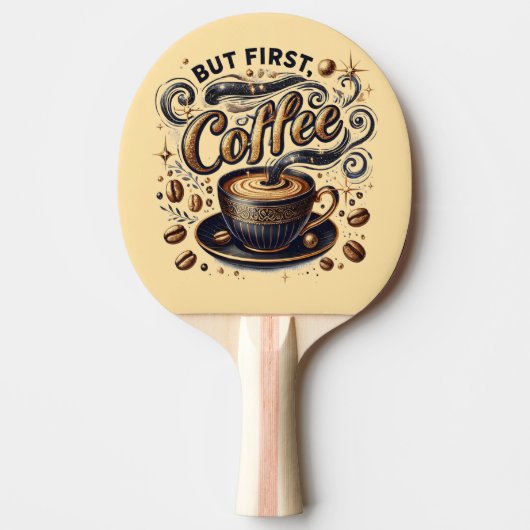 Aber erste Kaffeekunst - Stilvolles Gold Design Tischtennis Schläger (Vorderseite)