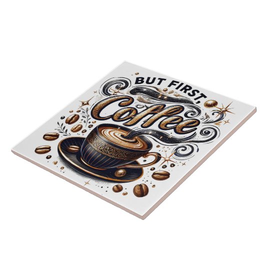 Aber erste Kaffeekunst - Stilvolles Gold DesignAbe Fliese (Seite)