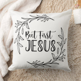 Aber erster Jesus "20x20" weißes Kissen