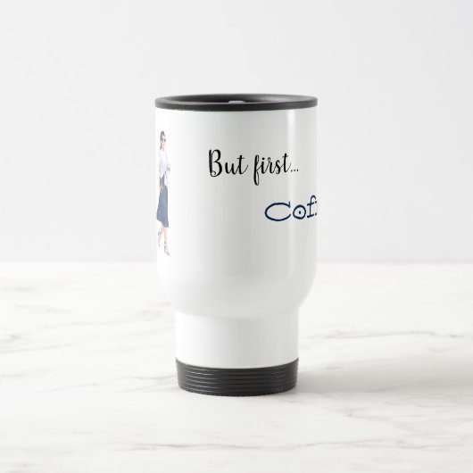 Aber erster Kaffee gemalte Frauen-Tasse Reisebecher (Mittel)