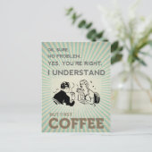 ABER ERSTER KAFFEE POSTKARTE (Stehend Vorderseite)